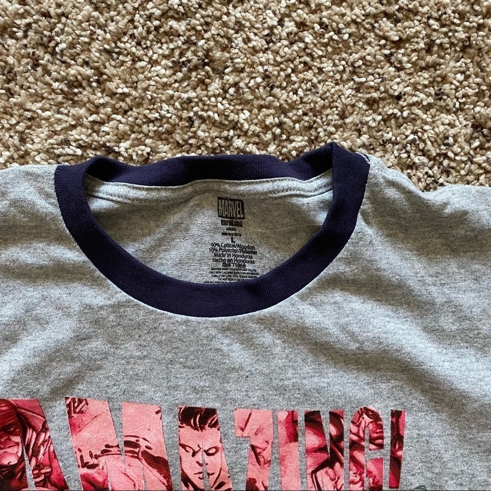 Marvel amazing Spiderman gray Graphic T ringer crewneck short sleeves - Picture 2 of 3
